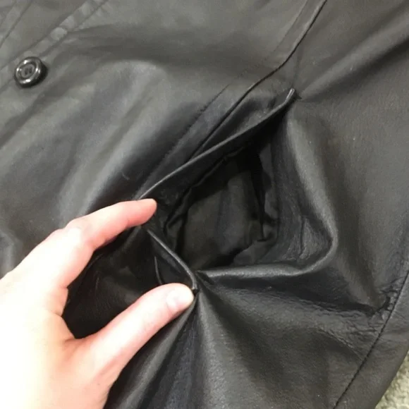 BAGATELLE Vintage Black Hooded Genuine Leather Jacket Womens US Large - Picture 6 of 17